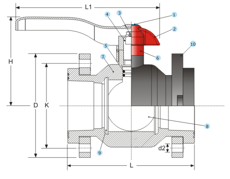 Robinet cu flansa si cu bila metalica 4
